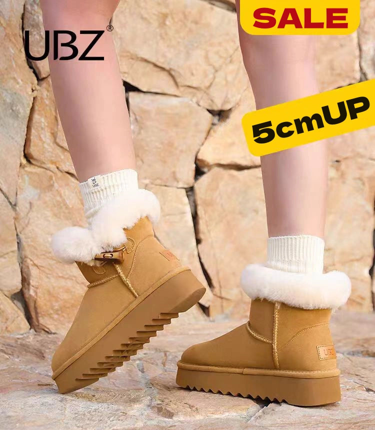 UBZ 防水 厚底 本革 レディース ムートンブーツ